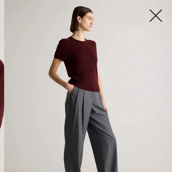 Quince NWT Mongolian Cashmere Tee in Rich Burgundy - Picture 6 of 7